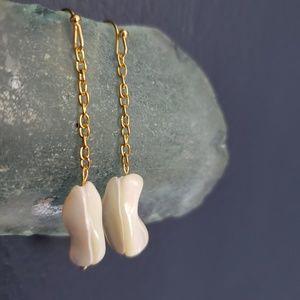 Handmade Golden Chain Seashell Earrings